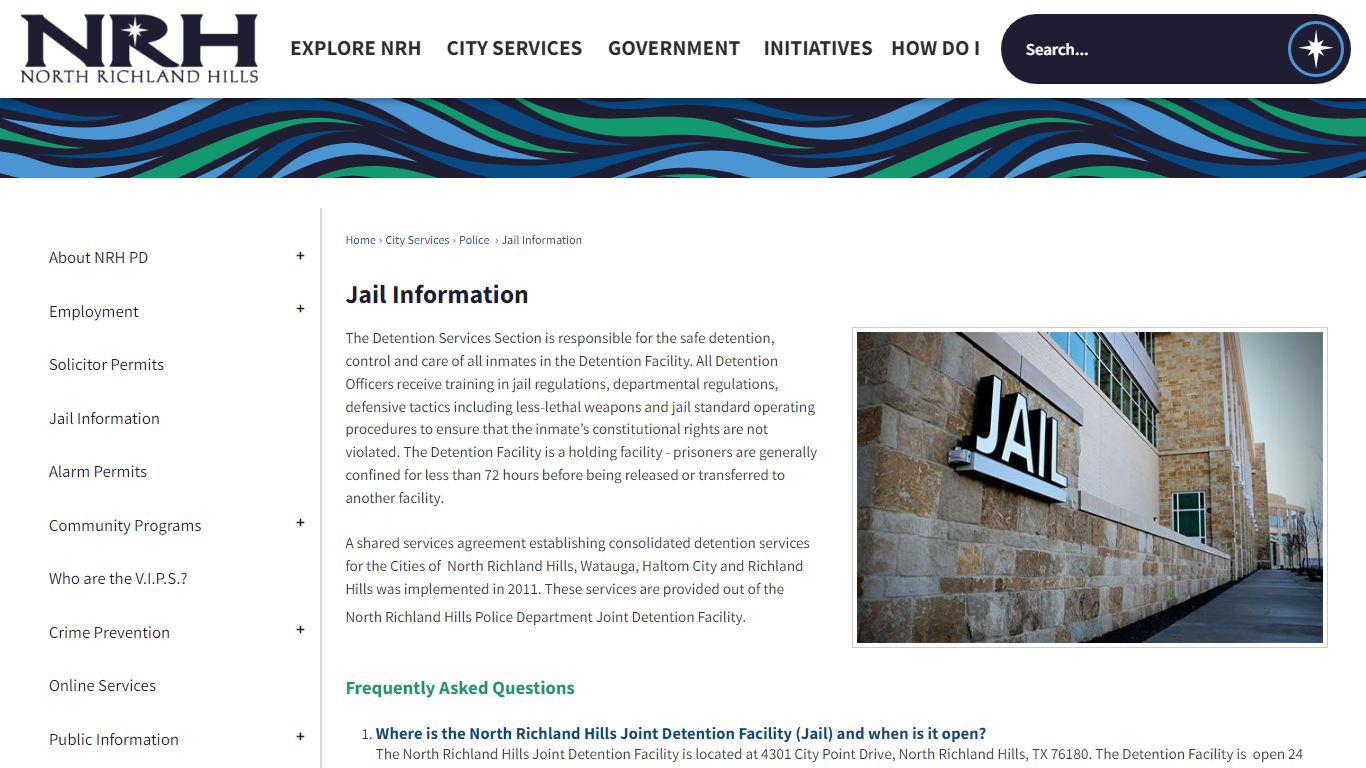 Jail Information | North Richland Hills, TX - Official Website
