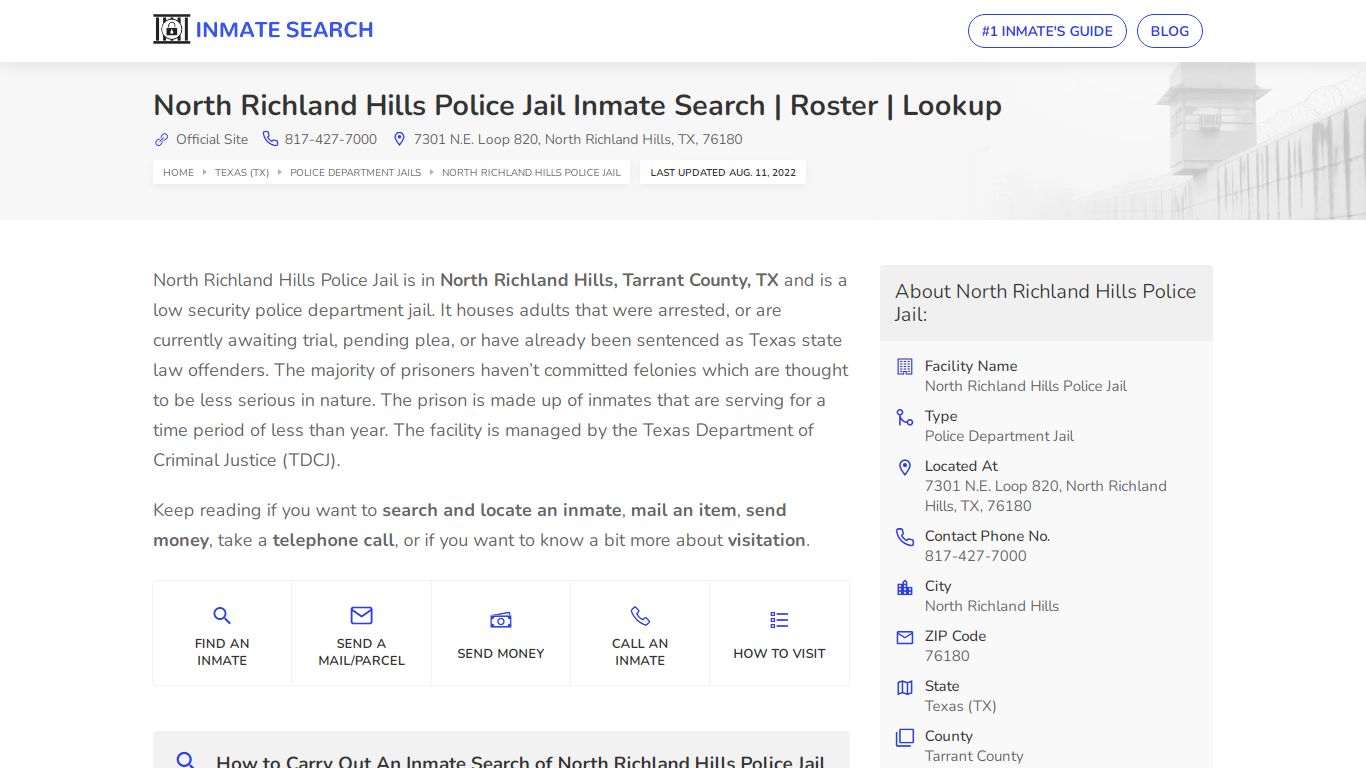 North Richland Hills Police Jail Inmate Search | Roster ...